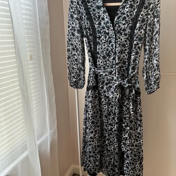 Shoshanna Floral Black and White Dress Size 0 - Picture 2 of 7